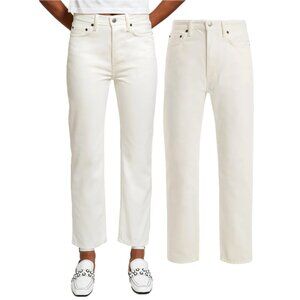 Acne Studios Blå Konst Log Boyfriend High-Rise Straight-Leg Jeans (White)